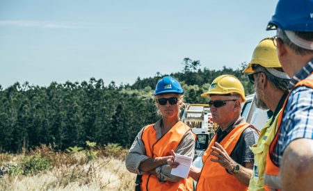 L-R: Tom Robinson, Jeff Ihle – District Manager Burnett and Downs HQPlantations, Shane Tetzlaff – Forester HQPlantations, Stuart Matthews – Joint Chief Executive Officer Austral Plywoods