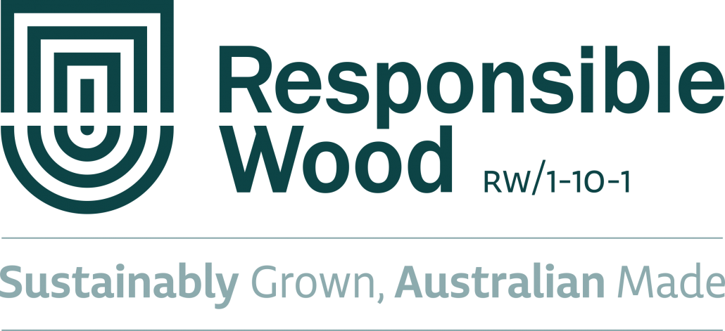 Responsible Wood - Sustainably Grown, Australian Made logo.