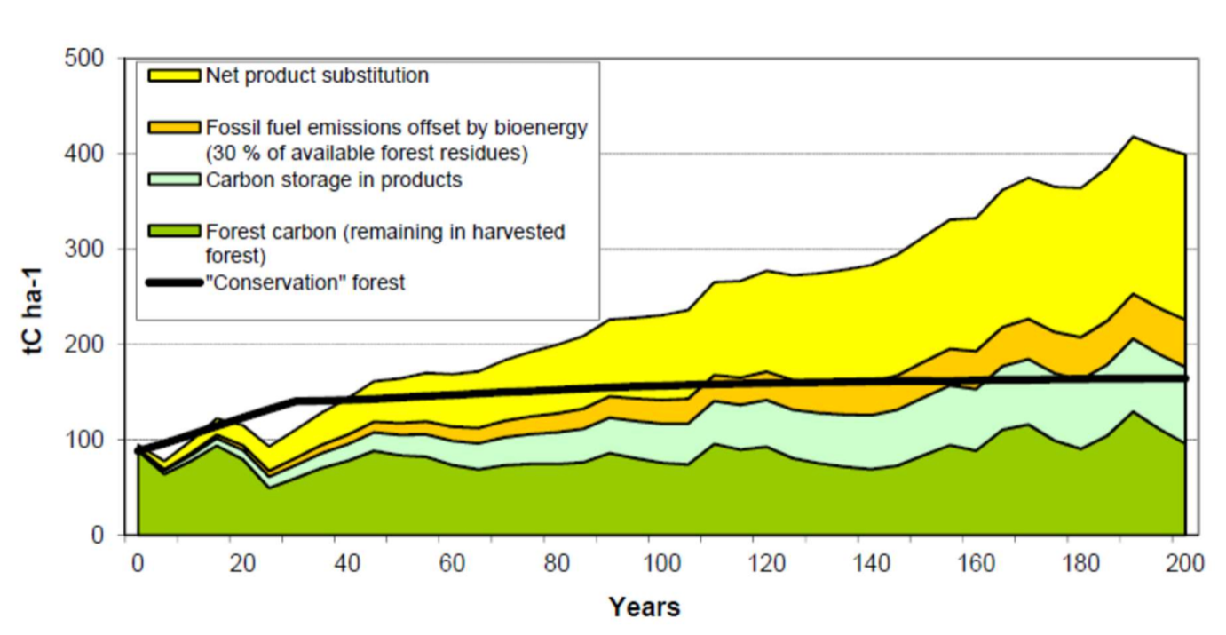 Chart showing carbon storage Research published by Ximenes et al in 2012.