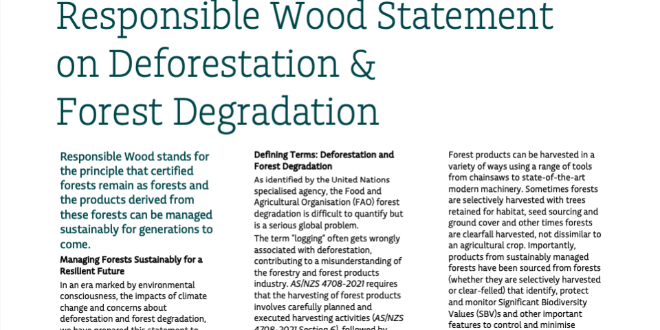 Responsible Wood Statement on Deforestation and Forest Degradation - Dec 2023